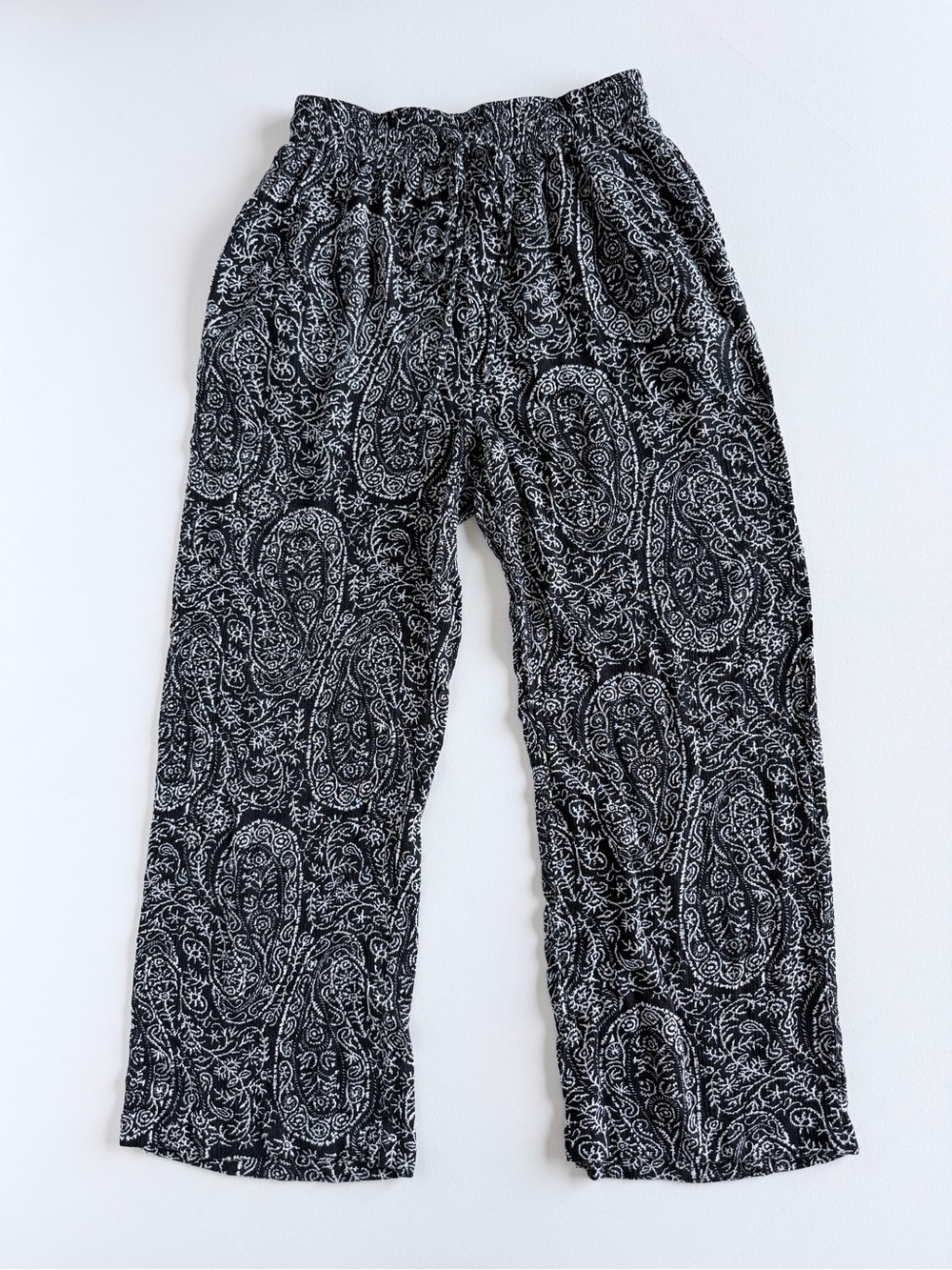 Cotton Bleu 100% Rayon Paisley Wide Leg Pants Boho Pull On Pockets Small